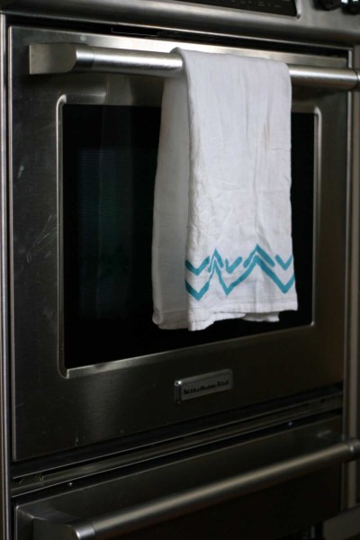 Painted Flour Sack Towel on Stove