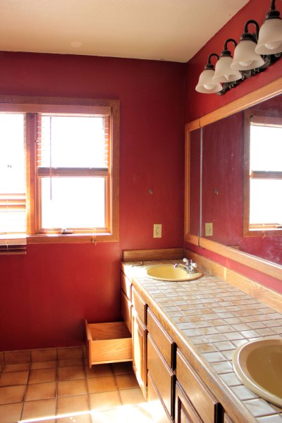 Maroon Master Bathrom Vanity Before