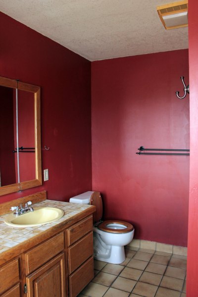 Maroon Master Bathroom Before
