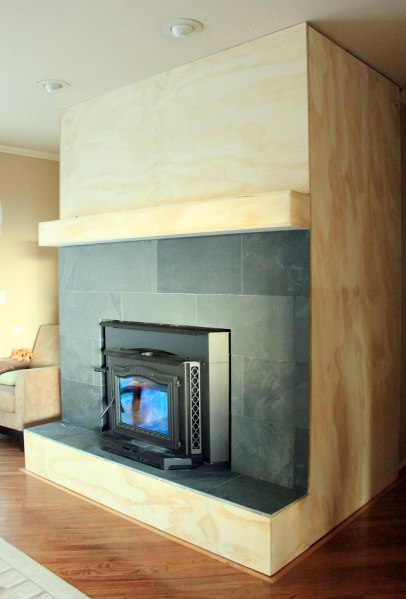 Fireplace Cover Up with Slate from Side