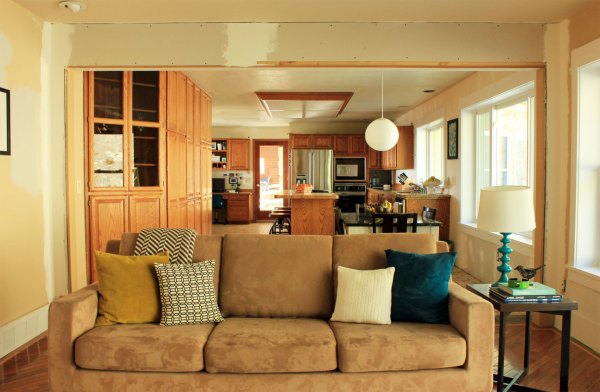 Progress of Arch Turned Doors Family Room to Kitchen