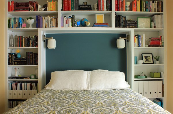 Guest-Bedroom-Damask-Bedding-Headboard