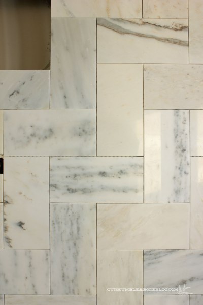Marble-Herringbone-Shower-Tile-Detail