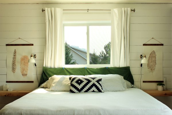 Master-Bedroom-Painted-Accent-Wall-with-Green-Fabric