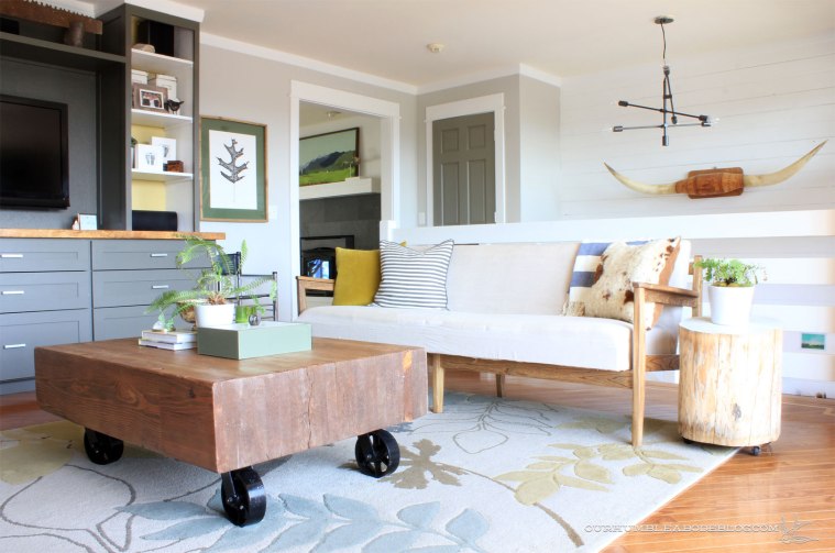 Beam-Coffee-Table-in-Living-Room-by-Stairs