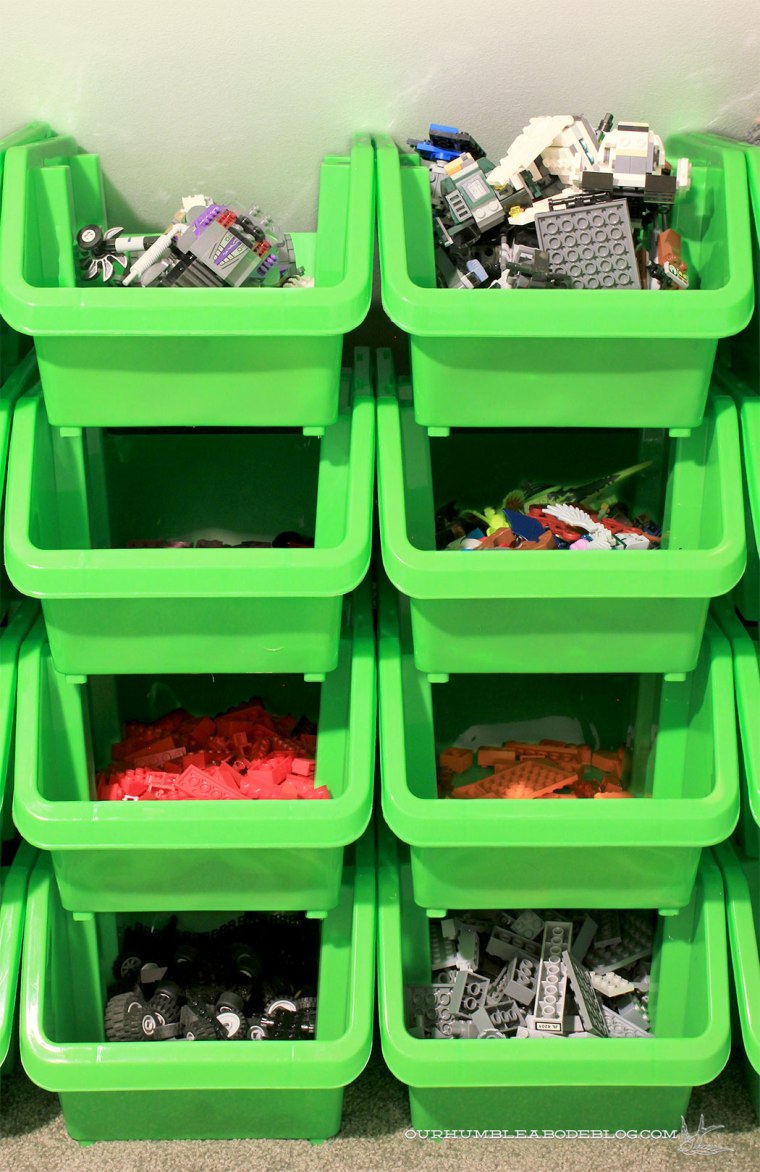 Storing-Legos-in-Stair-Space-Stacking-Bins
