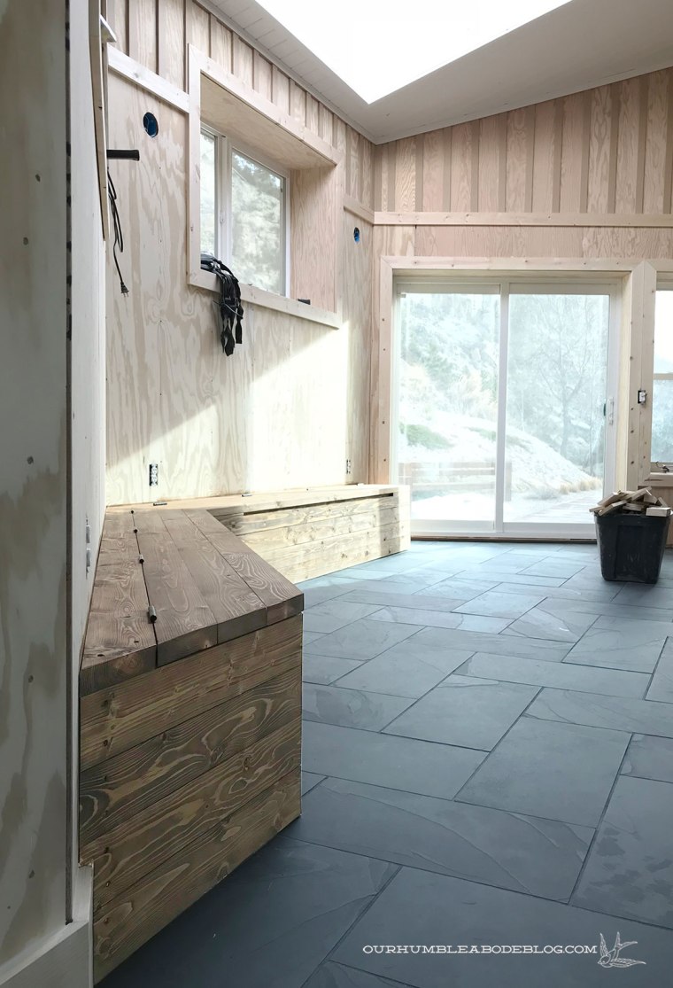 Built-in-Bench-Stained-Kitchen-Area