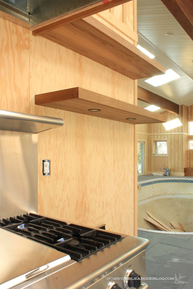 Pool-House-Kitchen-Walnut-Shelves-Lights-2