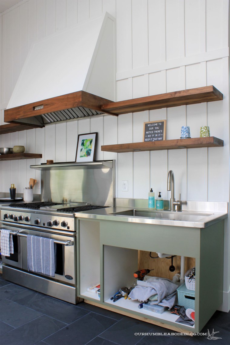 Pool-House-Kitchen-Benches-with-Light-Green-Cabinets-Front