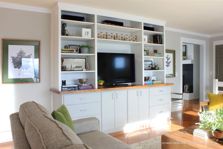 travel-memento-display-over-tv-on-entertainment-center